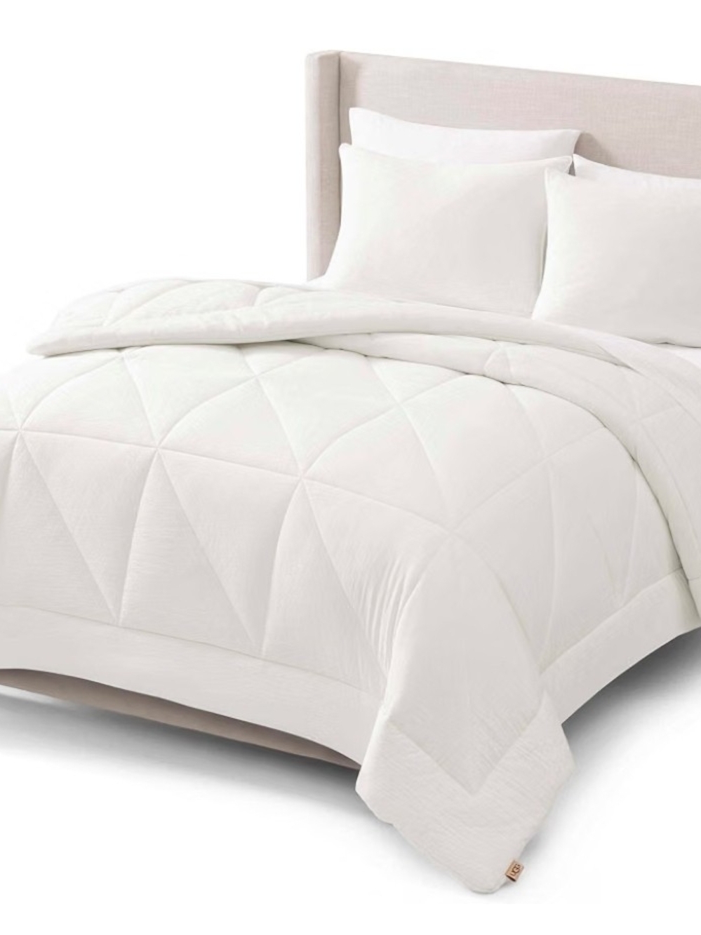 UGG Corey Queen Comforter Set, Fluffy Bedding Set, 3-Piece, White (Snow)